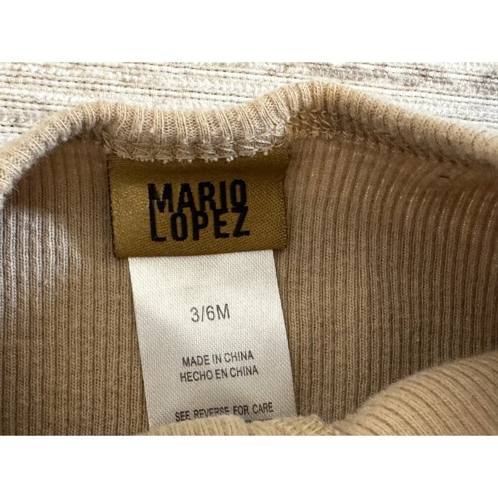 Mario Lopez Baby Boys Bodysuit Bundle 2pk Ribbed Henley Grey Tan 3-6 Months